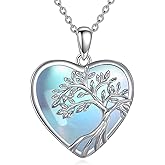 LWQQWL Tree Of Life Necklace Sterling Silver Moonstone Pendant Jewelry Gifts for Women Men