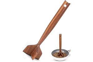 Qiantuo Vita Teak Wood Meat Chopper and Ground Beef Masher, Potato Mashers，10.3 Inch Wooden Handle, Durable Wood Meat Pounder