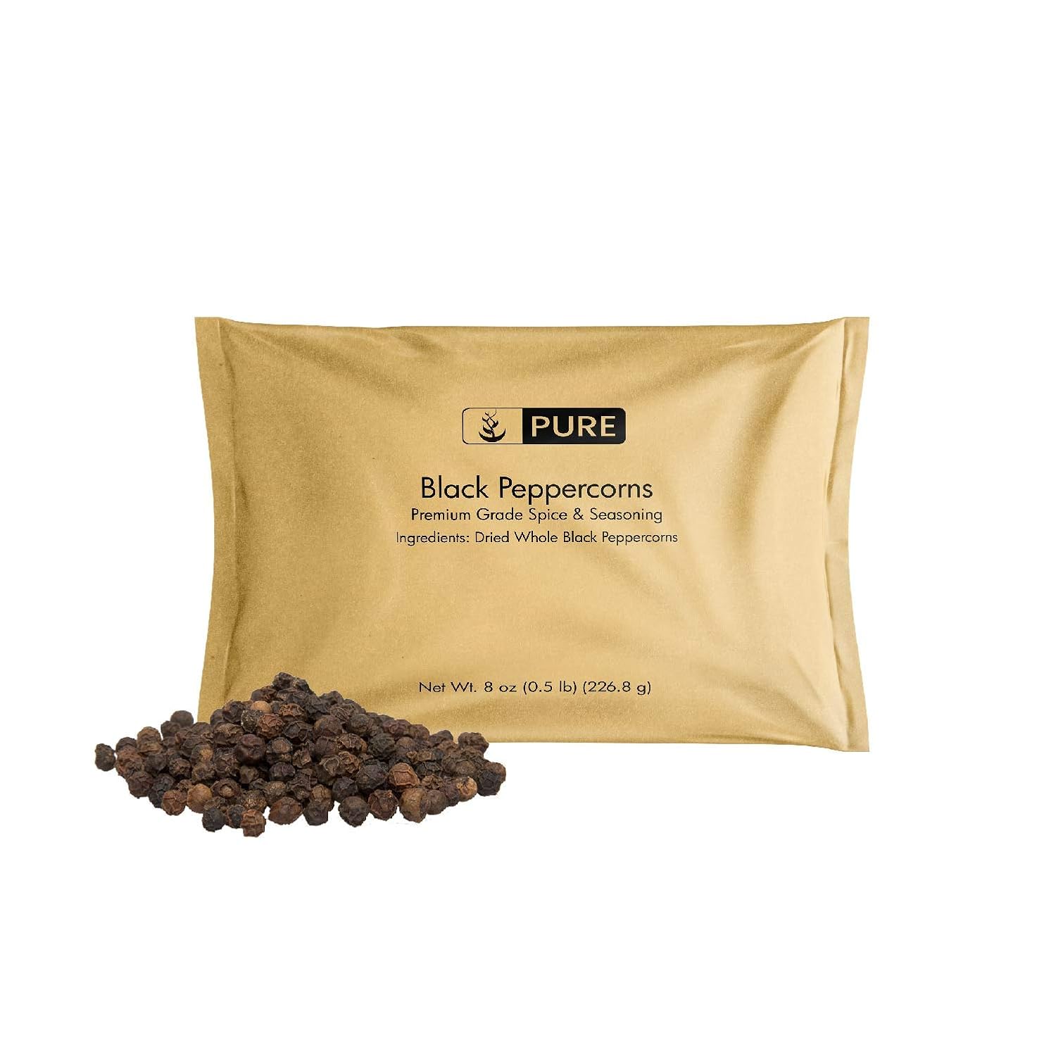 Black Peppercorns (8 oz), Seasoning, Flavoring Agent, Natural Food Preservative, Gluten Free, Vegan, Eco-Friendly Packaging