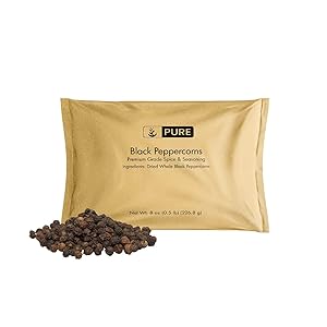 Black Peppercorns (8 oz), Seasoning, Flavoring Agent, Natural Food Preservative, Gluten Free, Vegan, Eco-Friendly Packaging