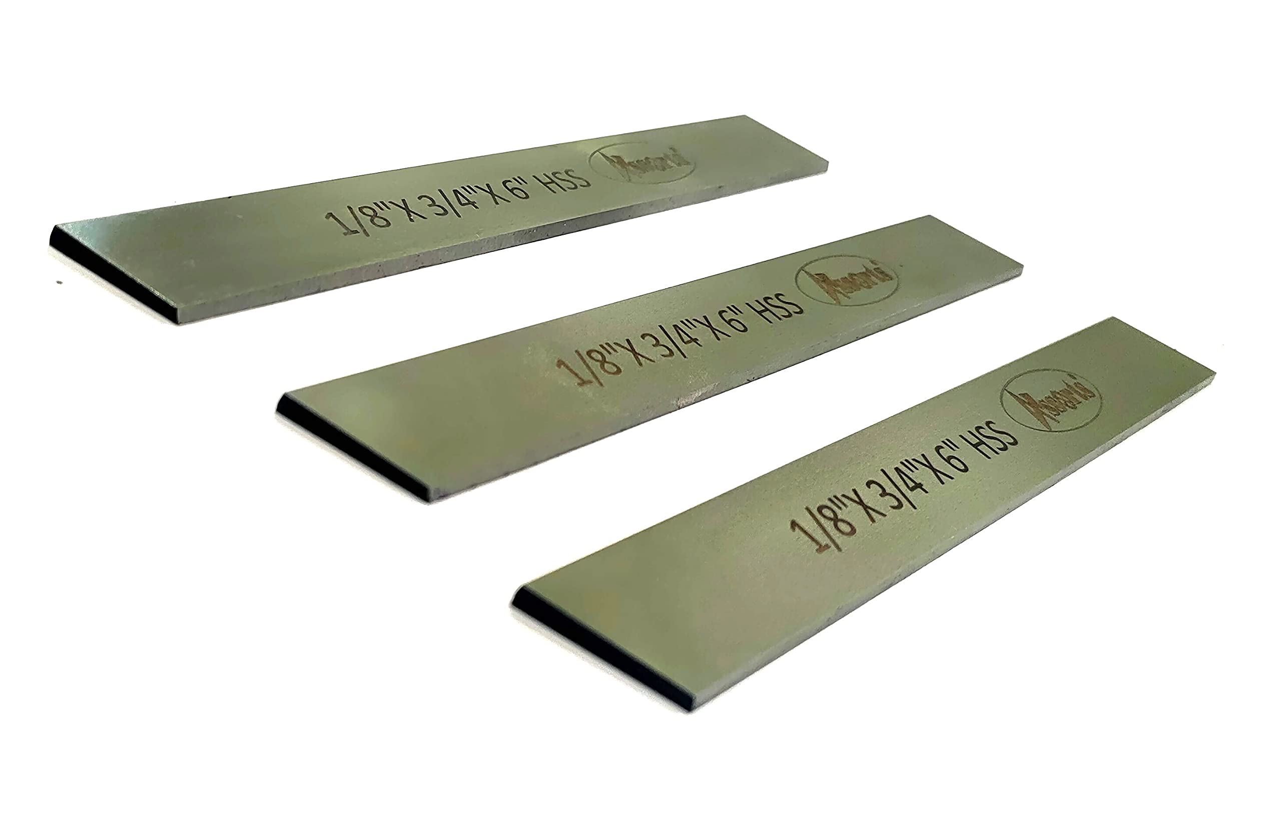 Set of 3 HSS Trapezoid Blades 1/8"x 3/4" (Wide) x 6" (Long) for Lathe Parting Cut off & Tool Holders-Hard & Ground