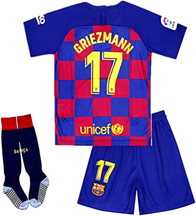 New 2019/2020 Season 17 Griezmann Barcelona Home Kids Jersey/Shorts/Socks