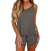 Ekouaer Pajamas Sets for Women Tank Tops with Shorts Sleepwear Nightwear Pj Set S-XXXL