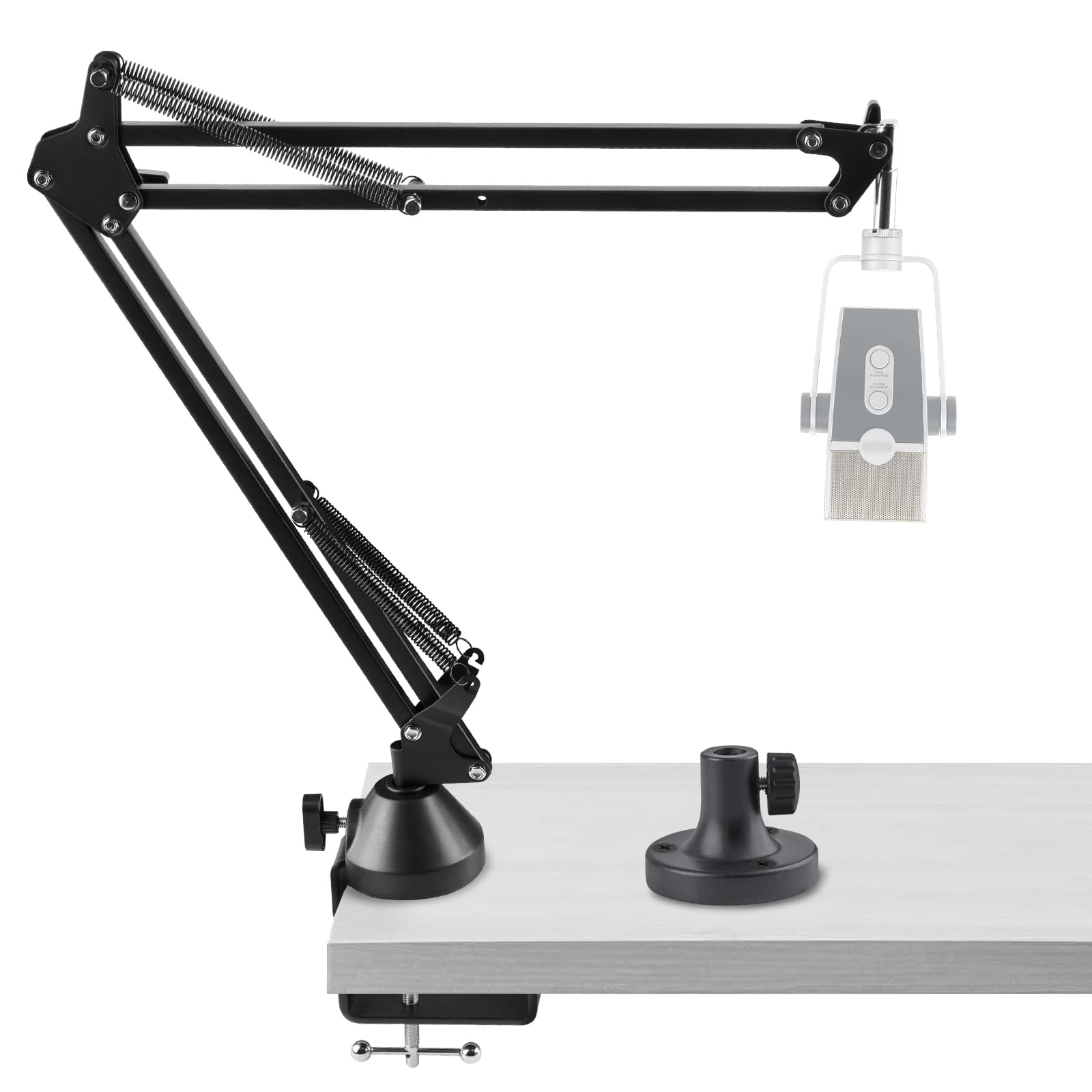 Geekria for Creators Microphone Arm Compatible with AKG Lyra Ultra-HD, P120, P220, C214 Mic Boom Arm Mount Adapter with Tabletop Flange Mount, Suspension Stand, Desk Mount Holder