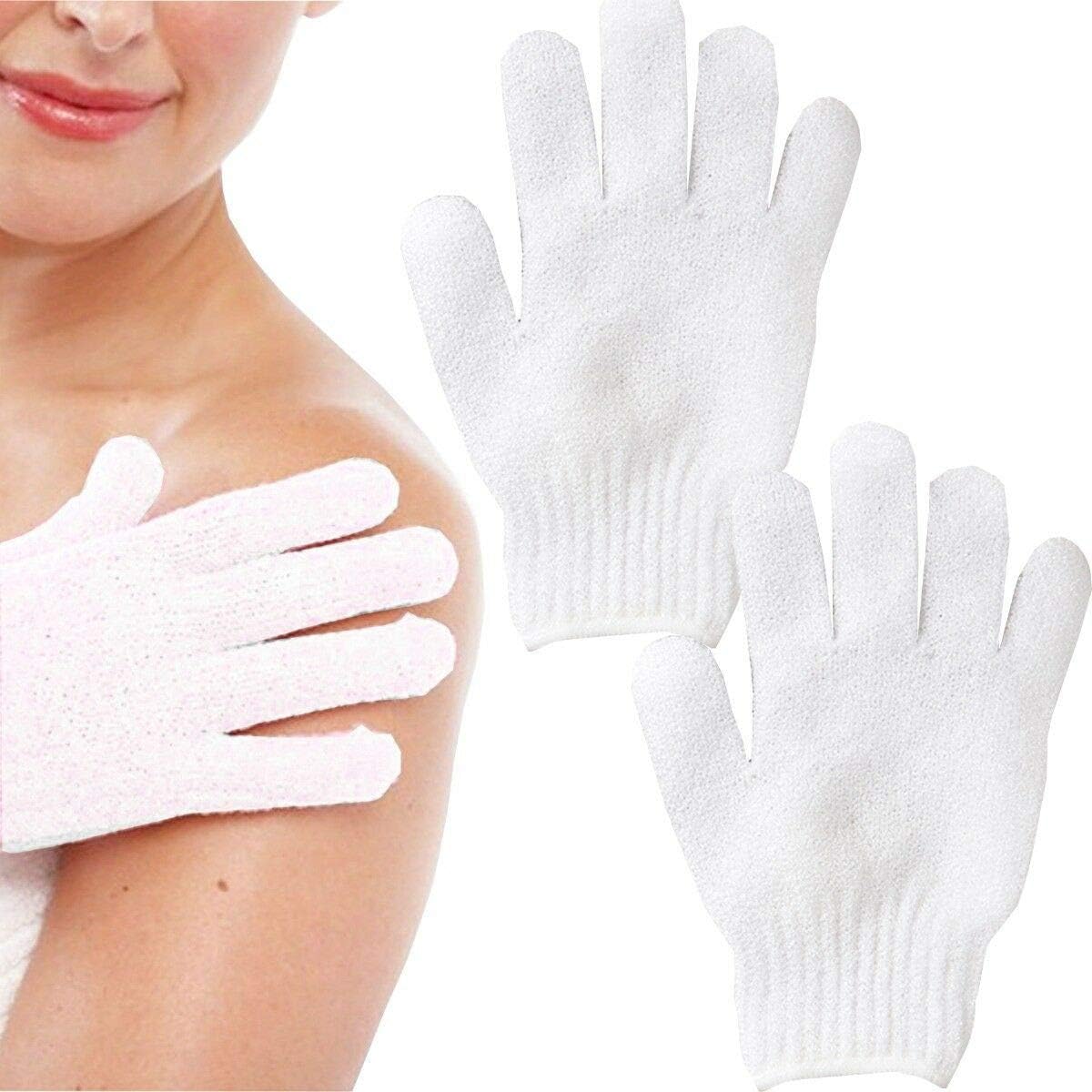 2 x EXFOLIATING BODY SCRUB GLOVES Skin Massage Sponge/Loofah Shower