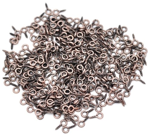 1000 x Threaded Copper Tone 8mm x 4mm Screw Eyes Pin Pegs. for Jewellery and Other Crafts Making