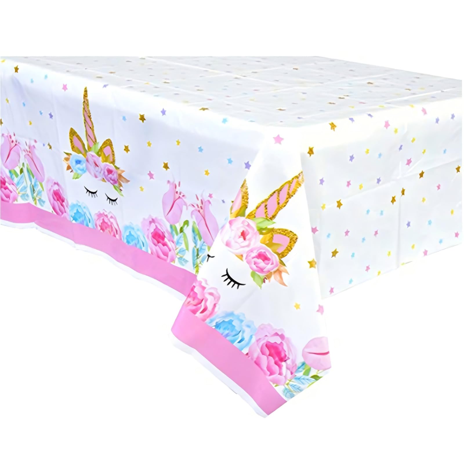 LAIYOHO 2Pcs Unicorn Disposable Tablecloth 180x110cm Rectangular Waterproof Party Table Cover