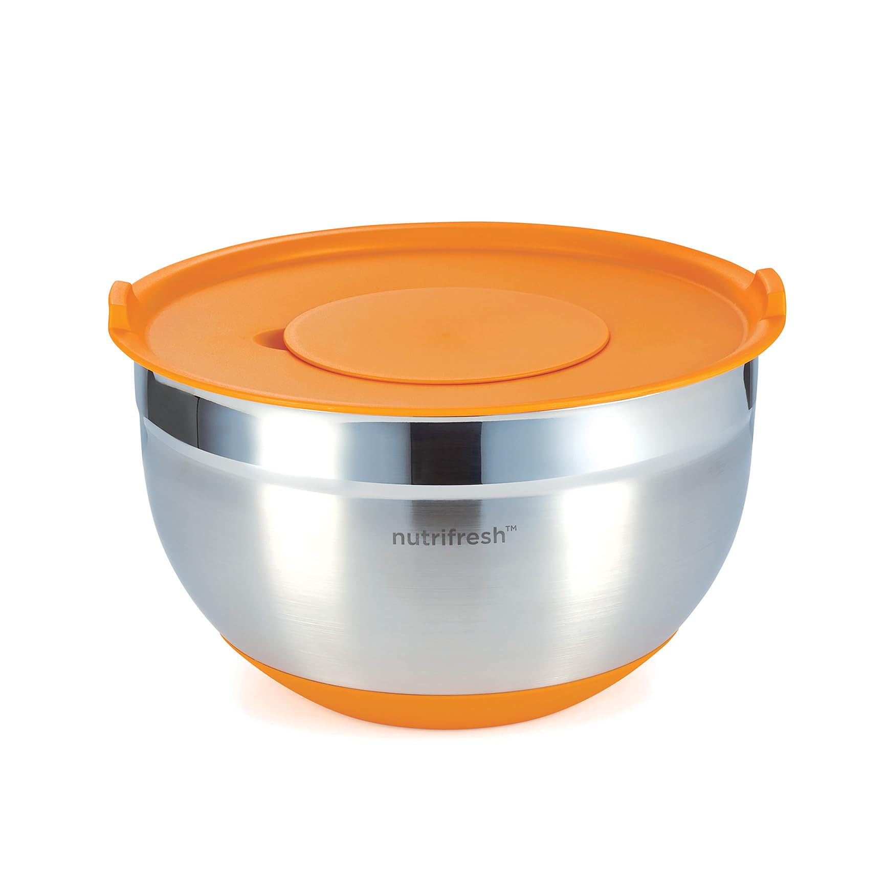 nutrifresh 4.5L Stainless Steel Mixing Bowl with Airtight Lid - Multi-Functional with 3 Attachable Graters - Highly Durable & Easy to Use