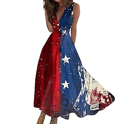 CHRATLHI Fourth of July Dress Red White and Blue