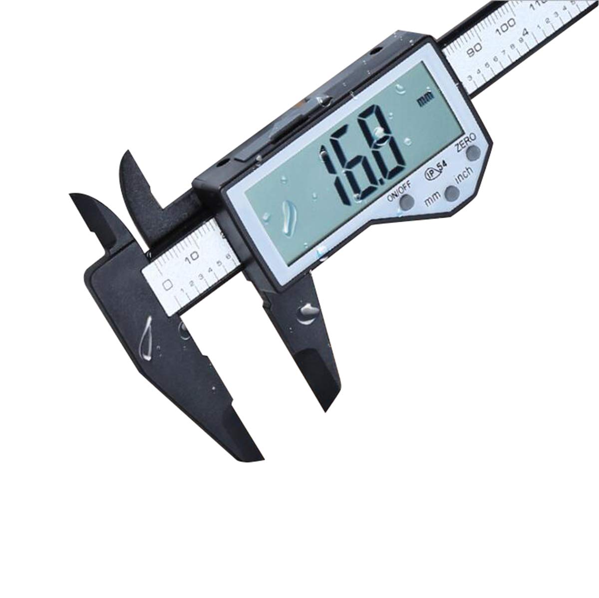 KATSU Digital Vernier Caliper 150mm 6 Inch, IP54 Water Splash Proof Carbon Fiber Large LCD Screen Imperial and Metric Units Fraction Conversion Electronic Caliper Measuring Tool