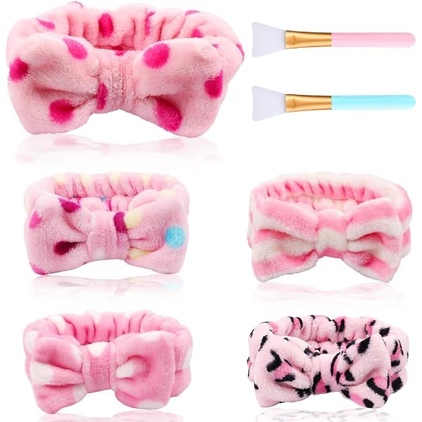 FROG SAC Diadema De Spa Y Pulseras Para Lavado De Cara, Juego De Diademas De Maquillaje Mullidas Para Mujeres, Maquillaje Suave Y Hinchado, Cuidado De La Piel, Accesorios Para Niñas (teñido