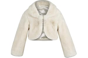 SK Studio Girls Princess Faux Fur Flower Bolero Shrug Party Wedding Dress Up