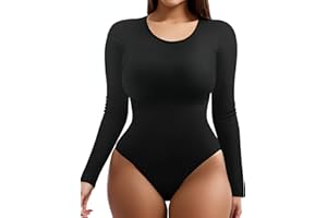 YOGINGO Long Sleeve Bodysuit for Women Crew Round Neck Basic Women Clothing Body Suit Tops Leotards for Womens Jumpsuit