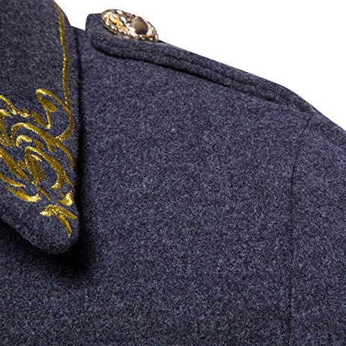 MODOQO Men's Trench Coat Double-breasted Vintage Jacket Casual Outwear Overcoat(Dark Gray,2XL)