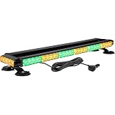 WOWTOU Roof Top Flashing 56 LED Amber Green Emergency Strobe Light Bar | Strong Magnetic 28-in Aluminum Caution Lightbar 27 Flash Pattern Double-sided Safety Beacon for Vehicles Trucks Cars POV