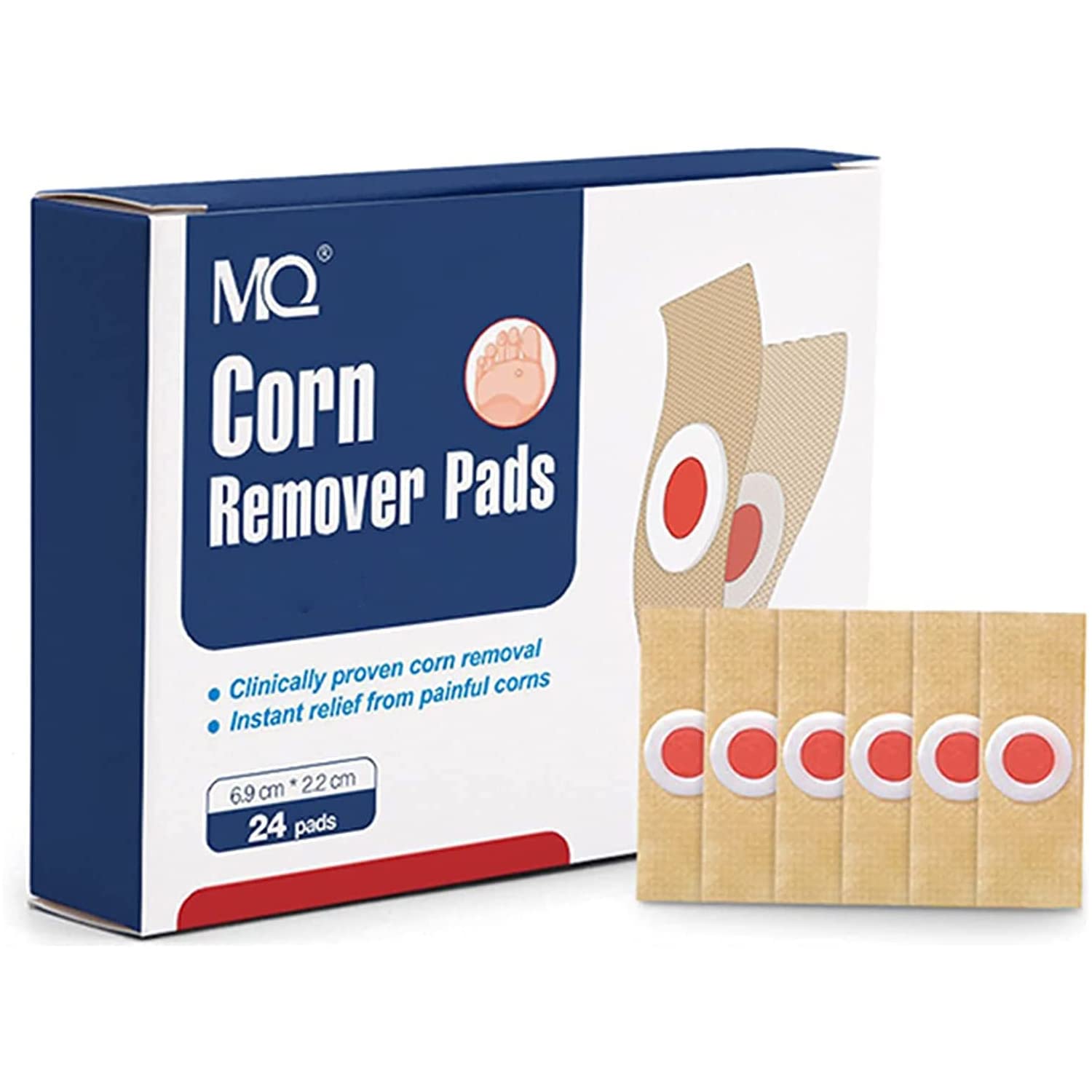 MQ Corn Remover Pads, Wart Remover, Foot Corn Remover Patch, 24 Pcs Corn Removal Pads, Corn Removal Ideal for Relief Corn Pain and Foot Care, Corn Plasters with Hole for Feet, Hand, Toe