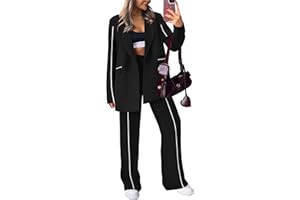 PRETTYGARDEN Women's Fall 2 Piece Blazer Outfits Business Casual Oversized Jacket Wide Leg Work Pants Dressy Suit Set