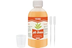 YINMIK General Hydroponics pH Down Liquid, pH Control Liquid Decreases pH Levels, 250ml Premium Buffering for pH Stability,Suitable for All Hydroponics Feeding Systems, Both for Soil and Water