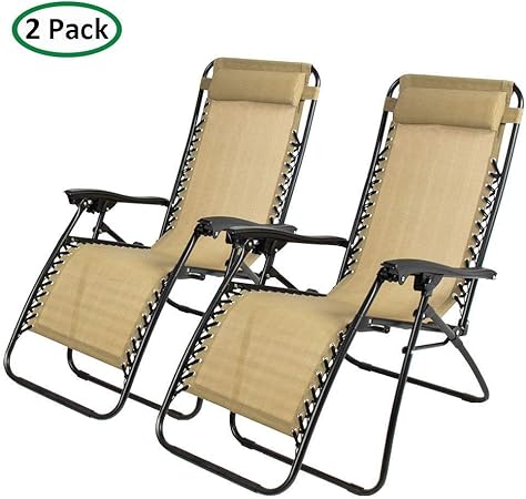 Amazon Com Partysaving 2 Piece Infinity Zero Gravity Outdoor Lounge Patio Folding Reclining Chair Tan Garden Outdoor