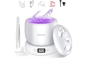 MOROLE 2025 Upgraded Ultrasonic Retainer Cleaner Machine,Separate Retainer Cleaner for Night Guards, Braces, Aligner, Jewelry, 4 Modes Denture Cleaner & Removable Base and Top Cover(White)