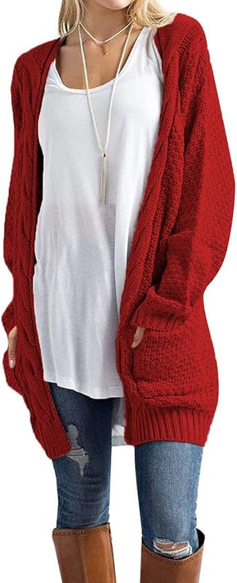 chunky red cardigan womens
