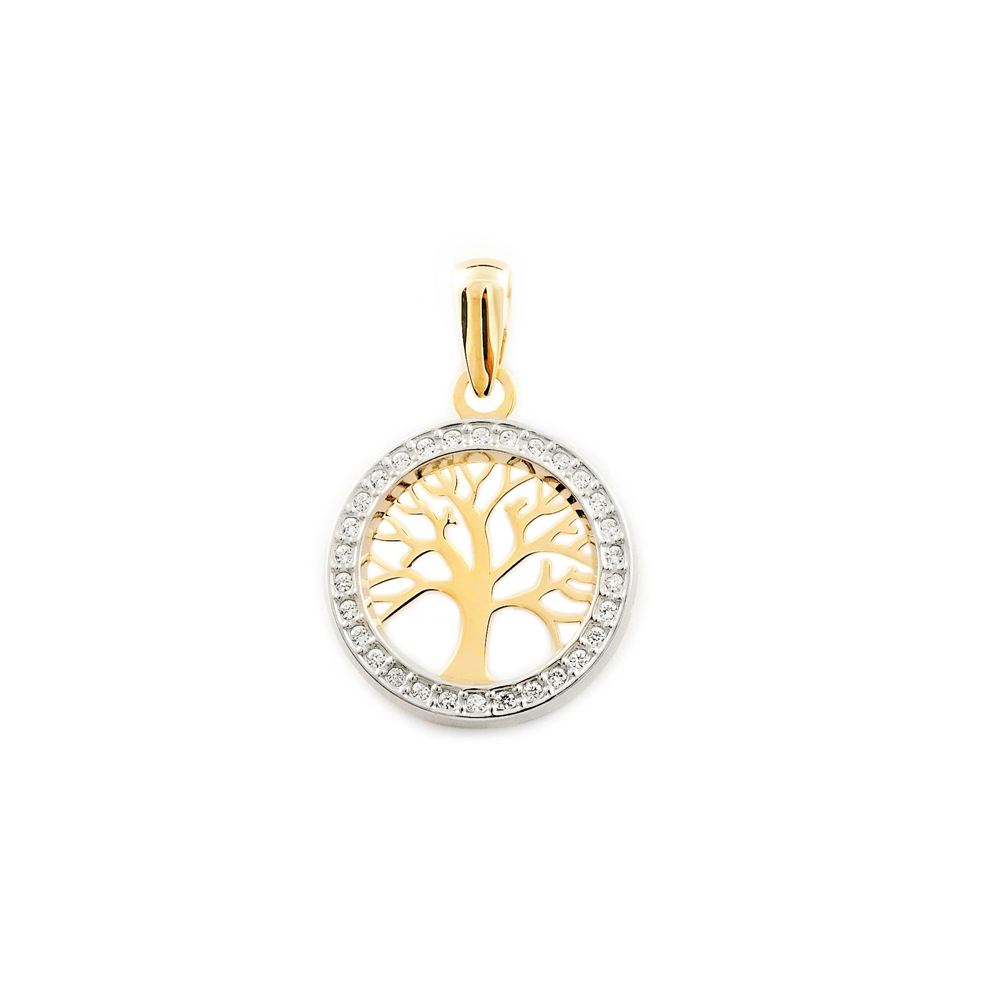 Monde Petit 9ct 2 Colour Gold tree of Life Children's Pendant