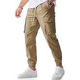 JMIERR Men's Casual Cargo Joggers Pants Stretch Elastic Waist Drawstring Tapered Sweatpants with Pockets