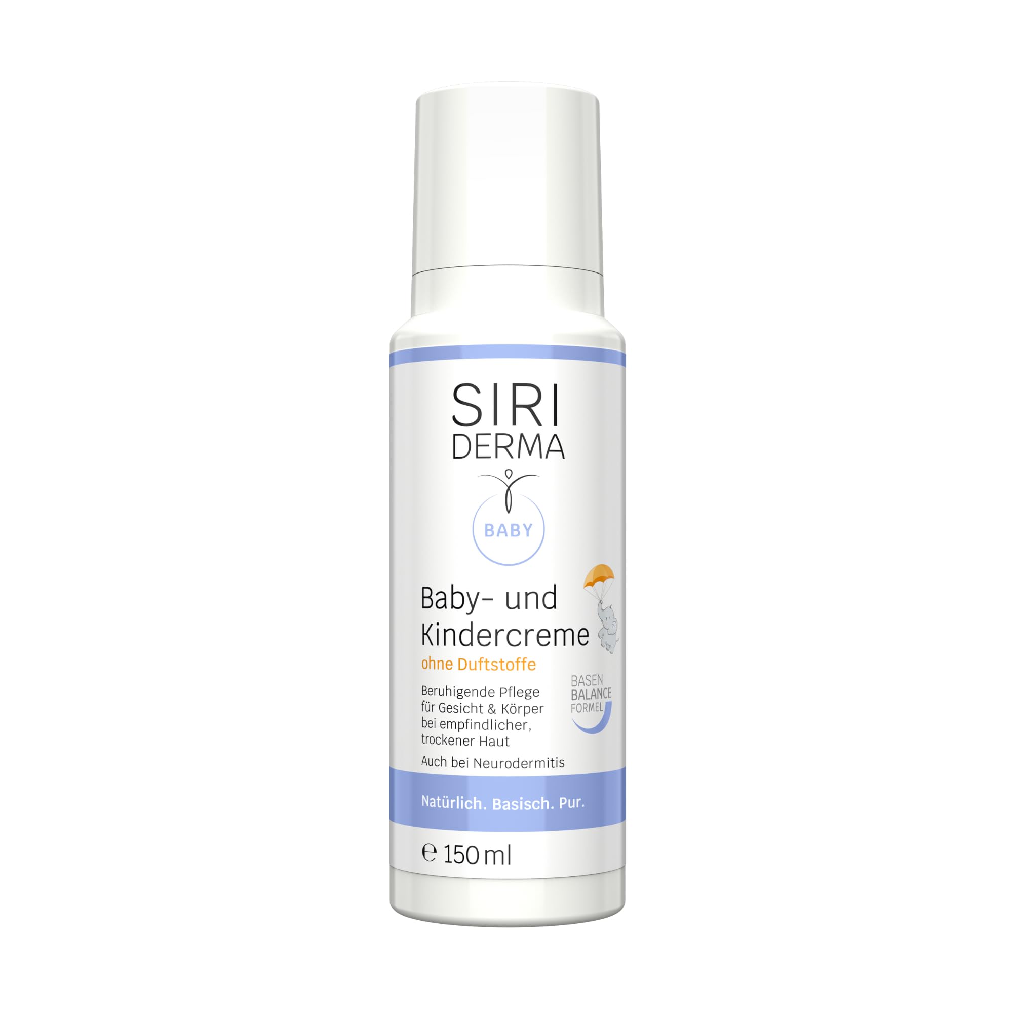 SIRIDERMA Basic Baby and Children's Cream, No Fragrances, Skin Care for Sensitive, Dry and Flaking Skin, Also for Baby Acne (150 ml)