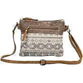Myra Bag Floral Upcycled Canvas & Cowhide Leather Small Crossbody Bag S-1219