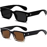 EYLRIM Square Frame Sunglasses for Women Men Trendy Chunky Rectangle Sun Glasses Black Shades UV400 Protection