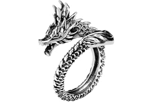 kelistom Vintage Silver Animal Open Ring, Adjustable Frog, Snake, Dragon, Cat Finger Ring for Women Men Fashion Party Jewelry