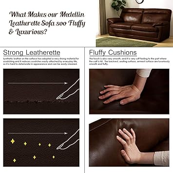 furny medloy superb 3 seater leatherette sofa brown best 3 seater sofa for living rooms