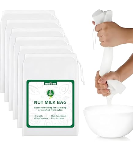 Lasuroa 6pcs Reusable Nylon Nut Milk Bags - Fine Mesh Strainer For Almond Milk, Yogurt, Juicing, Coffee (3 Sizes)