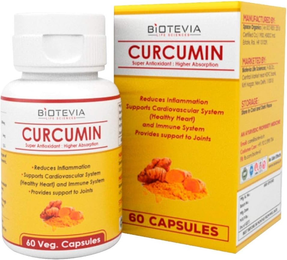 Biotevia Turmeric Curcumin Supplement, Organic Turmeric 60 Veg Capsules