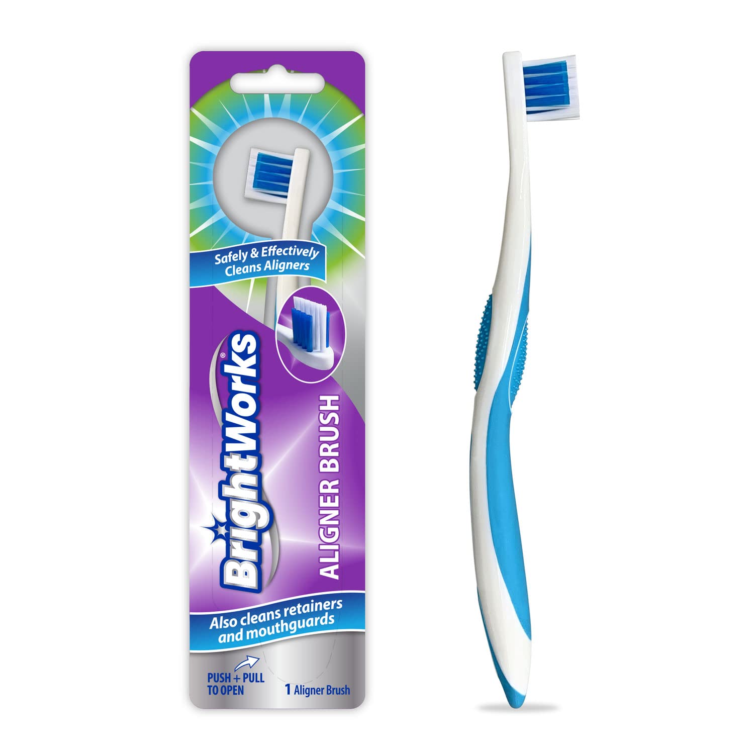 Photo 1 of MISSING 1 PC BrightWorks Aligner Brush (3 Pack) Safely and Effectively Cleans Aligners, Retainers, Mouth Guards, and Night Guards. Easy to Use and Safe for Most Dental Appliances.