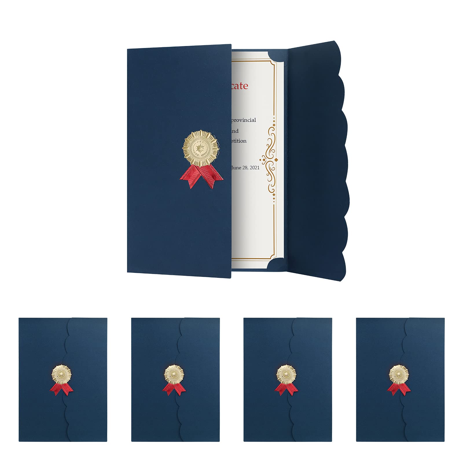 5Pcs A4 Certificate Holder Graduation Diploma Cover Degree Certificate Holder Trifold Document Covers for Award Certificates, Diplomas, Documents, Contract, Invitation Card, A4 Paper