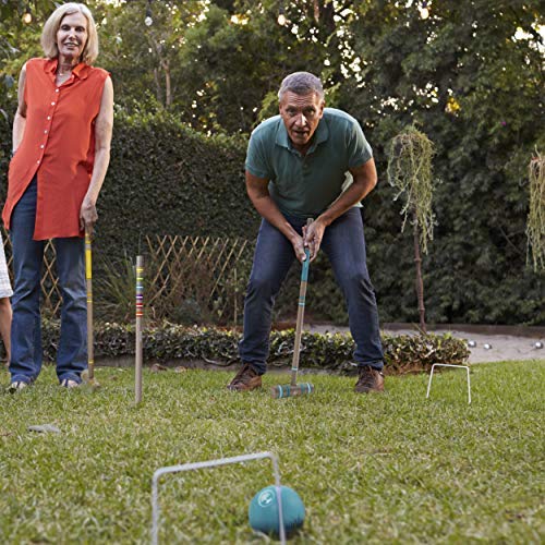 Harvil 6-Player Croquet Set for All Ages with Mallets, Balls, Stake Posts, Wickets, and Carrying Case - Light Gray - Thumbnail 6