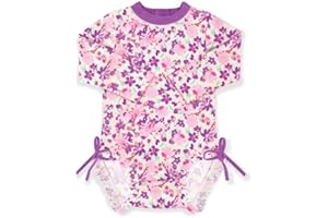 BesserBay Baby Girl's UPF 50+ Sun Protection Swimsuit One Piece 3/4 Sleeve Rash Guard 0-36 Months