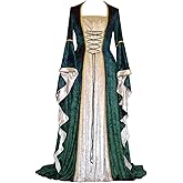 YEAXLUD Womens Renaissance Medieval Costume Dress Lace up Irish Over Long Dresses Cosplay Retro Gown