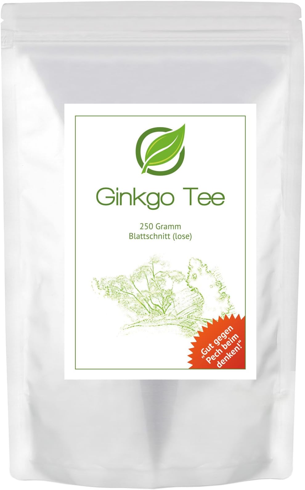 Ginkgotee Gingko (Ginkgo Biloba) – Herbal Tea – 250g (Leaf Cut Loose, Aroma Protective Bag) – Organic