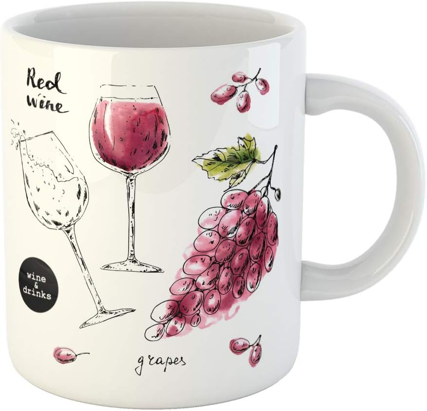 Amazon Com Semtomn Funny Coffee Mug Ink Sketch Of Wine Glasses