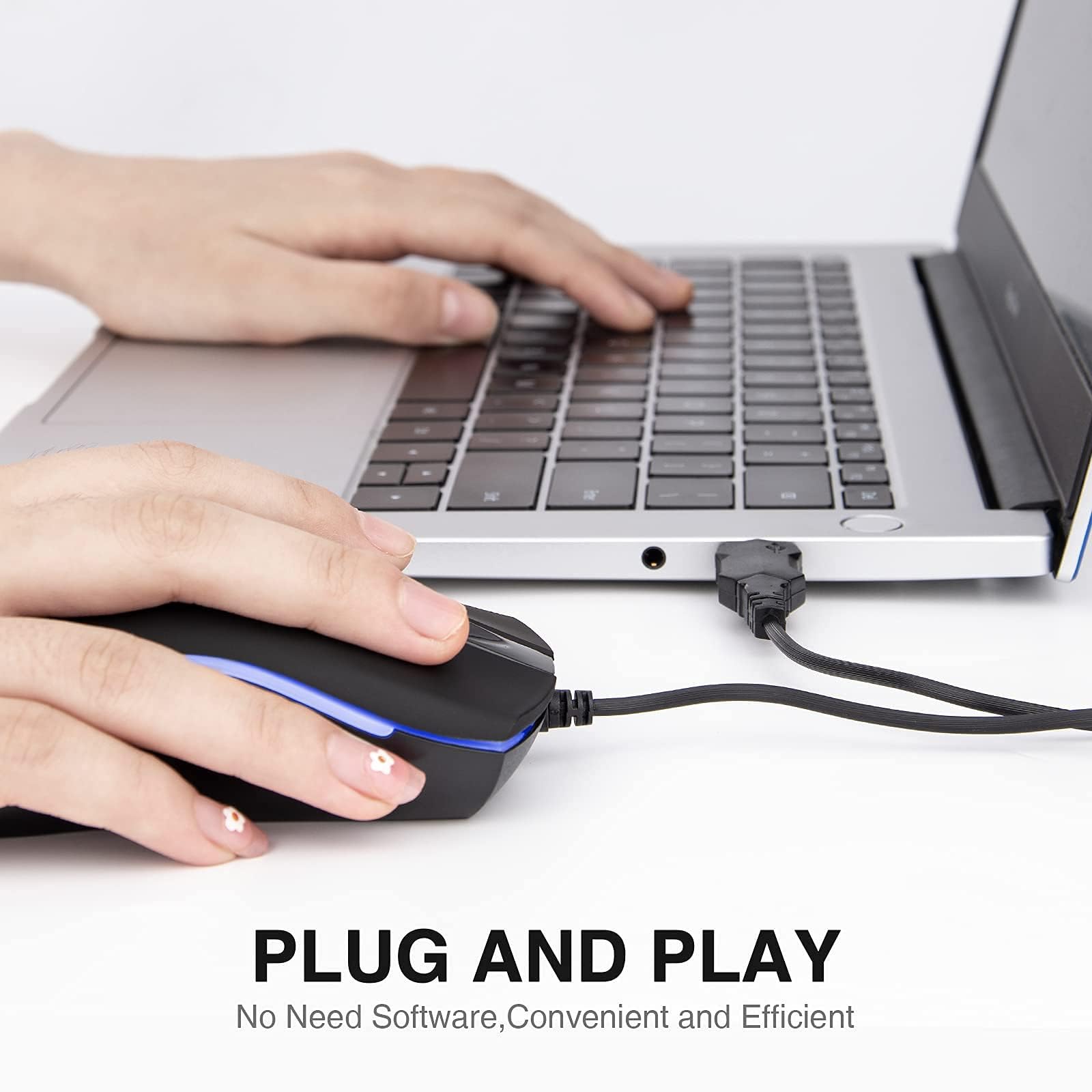 Rii RM105 Wired Mouse,Computer Mouse with Colorful RGB Backlight,Comfortable Grip Ergonomic Optical,USB Wired Mice Support Windows PC, Laptop,Desktop,Notebook,Chromebook