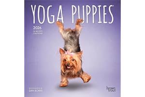 Yoga Puppies OFFICIAL | 2026 7 x 14 Inch (Hanging) Monthly Mini Wall Calendar | BrownTrout | Animals Humor Puppy Dogs Canine