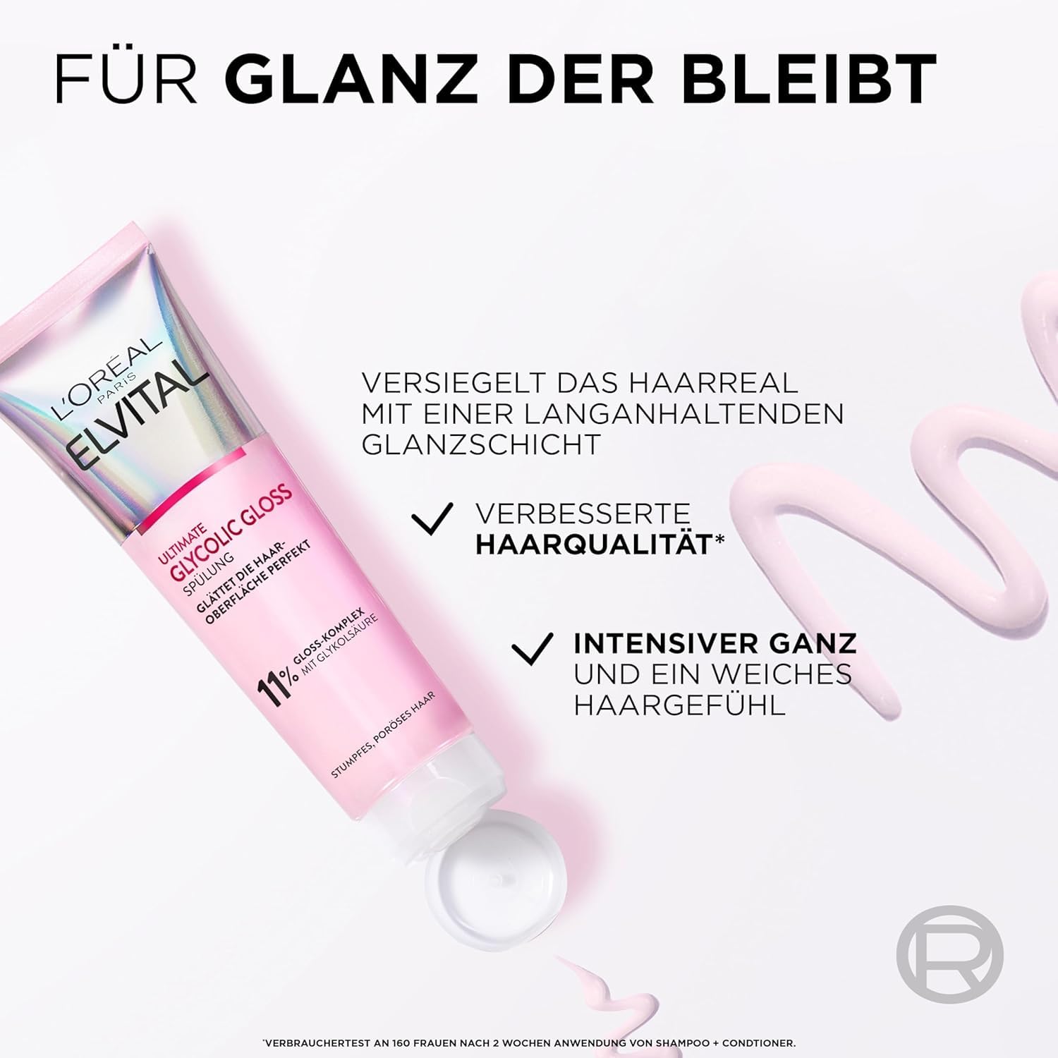 L'Oréal Paris Elvital Glycolic Gloss Bundle mit Shampoo, Spülung, 5 Minuten Haar-Laminierung für glanzloses Haar, Pflegeroutine für gesunde Haare und starken Glanz, Set mit Glykolsäure, 3-teilig 4