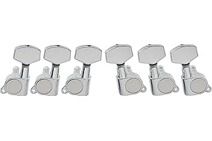 Musiclily 3R3L Sealed Acoustic Electric Guitar String Tuning Keys Pegs Tuners Machine Head Set Guitar Parts,Big Button Chrome