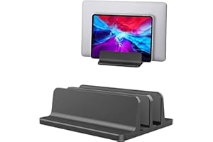 Vertical Laptop Stand, Double Desktop Stand Holder with Adjustable Dock (Up to 17.3 inches), Fits All MacBook/Lenovo/Surface/