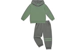 Perdeca Toddler Boy Clothes Color Blocking Hooded Sweatshirts Pants Set Toddler Boy Fall Winter Outfits 2T-7Y