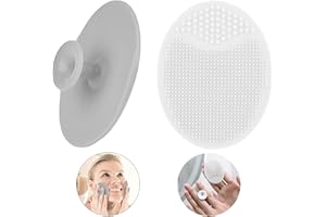 LUCKYIREN Silicone Face Scrubbers Exfoliator Brush-Facial Cleansing Brush Blackhead Scrubber Exfoliating Brush-Facial Cleansing Pads Precision Pore Cleansing Pad Acne Removing Face Brush-2 Pack, Grey and White