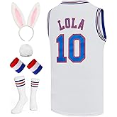 Mens Basketball Jersey Bugs #1 Lola #10 Space Movie Jersey Hip Hop Sports Shirt Halloween Party White XS-XXL