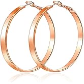 Rose Gold Hoop Earrings for Women, Fashion Round Lightweight Hoops Earrings Gift White Gold Rose Gold Plated 40mm - 50mm - 60mm
